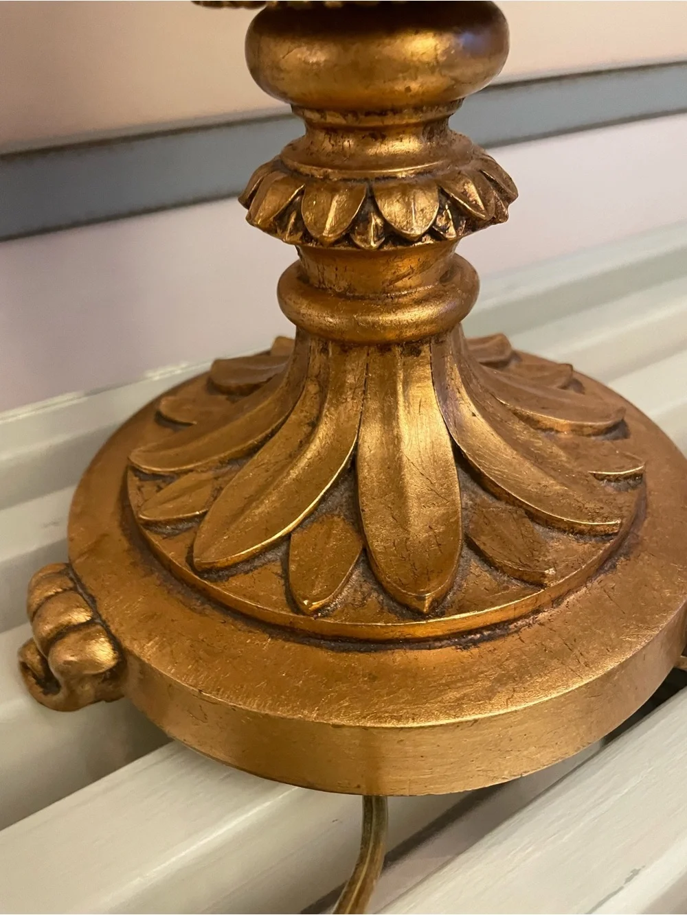 Vintage Victorian Lamp Table Tassels Ornate base Glows Beautifully